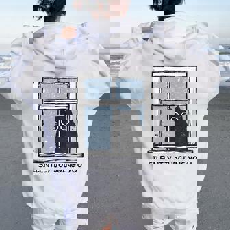 Cat Judging You Silently Black Cat Lovers Silently Sarcastic Women Oversized Hoodie Back Print | Mazezy