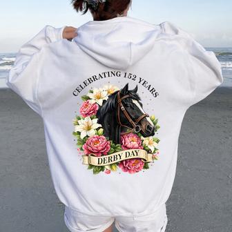 Celebrating 152 Years Ky Derby Day For Vintage Women Oversized Hoodie Back Print - Thegiftio UK