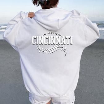 Cincinnati Baseball Lovers Players For Women Women Oversized Hoodie Back Print - Thegiftio UK