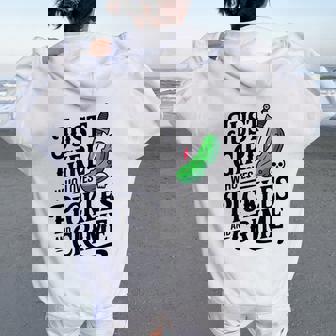 Cute Just A Girl Who Loves Pickles And Crime Halloween Women Oversized Hoodie Back Print - Thegiftio