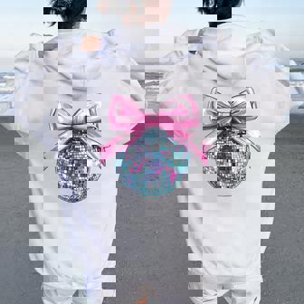 Disco Ball Pink Coquette Bow Cute Dainty Bow Ribbon Girls Women Oversized Hoodie Back Print | Seseable FR