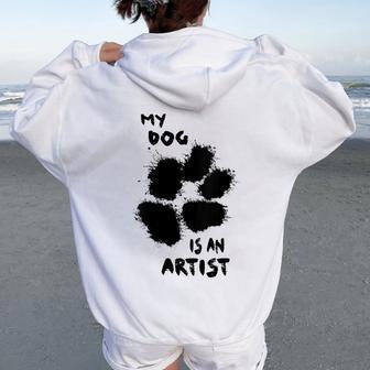 Diseño De Huella De Perro Animal Divertido Para Mascotas Cuello Women Oversized Hoodie Back Print - Regaloses