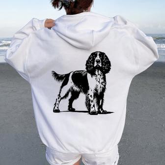 Dog Dad Mom Lover -Pringerpaniel Monocromatico Felpa con cappuccio oversize da donna con stampa posteriore - Novitaregali