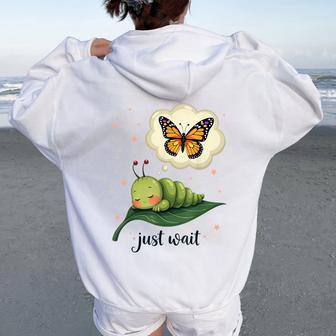 Dream Of The Caterpillar Cute Inspirational Butterfly Women Oversized Hoodie Back Print | Mazezy