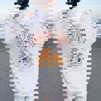 Eating For Two Thanksgiving Pregnancy Announcement Women Women Oversized Hoodie Back Print | Mazezy