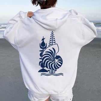 Emblème Nouvelle Calédonie Idee Cadeau Kanak Sweat à capuche oversize pour femme avec imprimé dans le dos - Cadeauxyz