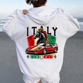 F40 Italy Supercar Black Horse Women Oversized Hoodie Back Print - Thegiftio UK