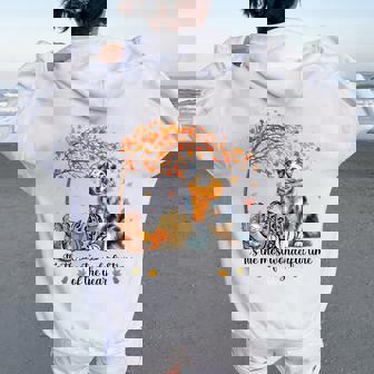 Fall Maple Tree Print Dog Lover Happy Thanksgiving Australian Shepherd Autumn Fall Women Oversized Hoodie Back Print | Mazezy