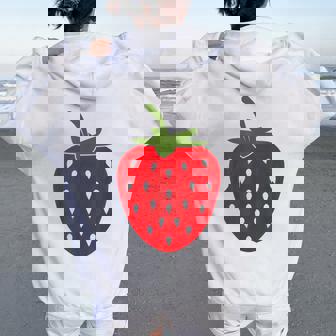 Fraise Fruit Rouge Plante Jardin Jardinier Cadeau Mignon Sweat à capuche oversize pour femme avec imprimé dans le dos - Cadeauxyz
