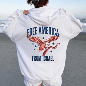 Free America From Israel For Womens Women Oversized Hoodie Back Print | Mazezy