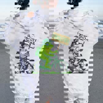 Frog On Bike Resist Portland Frogtifa Protest Women Women Oversized Hoodie Back Print | Seseable CA