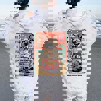 Cat Eating Ramen Kawaii Siamese Cat Lover Mom Women Oversized Hoodie Back Print | Seseable FR