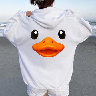 Duck Face Rubber Ducky Duckie Easy Halloween Costume Women Oversized Hoodie Back Print - Thegiftio UK