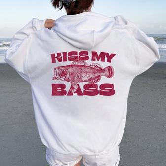 Kiss My-Bass Fishing Lover Bass Fisher Mens Women Oversized Hoodie Back Print | Mazezy