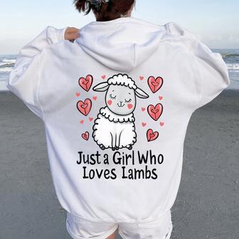 Lamb Lovers Just A Girl Who Loves Lambs Women Oversized Hoodie Back Print - Thegiftio UK