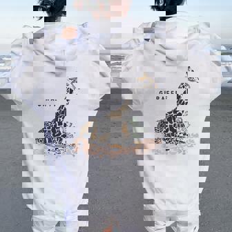 Giraffe キリン イラスト おしゃれ かっこいい キリンの絵 リアル 熱帯の花 野生生物 キリン好き レディース オーバーサイズ パーカー バックプリント - Kawaiitshirt