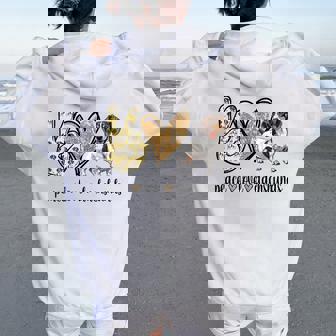 Girls Peace Love Piebald Dachshund Lover Women Oversized Hoodie Back Print - Thegiftio