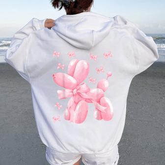 Globo De Lazo Rosa Pastel Para Perros Es Niños Niñas Fiesta De Cumpleaños Women Oversized Hoodie Back Print - Regaloses