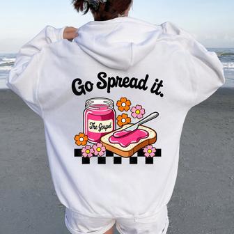 Go Spread It Floral Jam Christian Faith-Based Religious Women Oversized Hoodie Back Print - Thegiftio UK