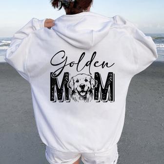 Golden Mom Golden Retriever Lover Dog Mama Retro Women Oversized Hoodie Back Print - Thegiftio UK