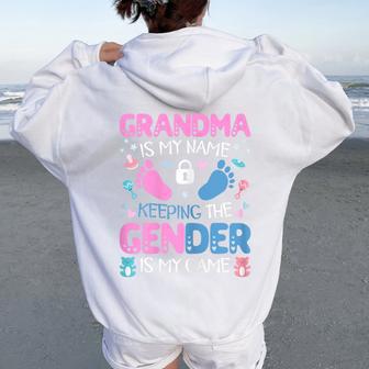 Grandma Gender Keeper Of The Gender Reveal Outfit Grandma Women Oversized Hoodie Back Print - Thegiftio UK
