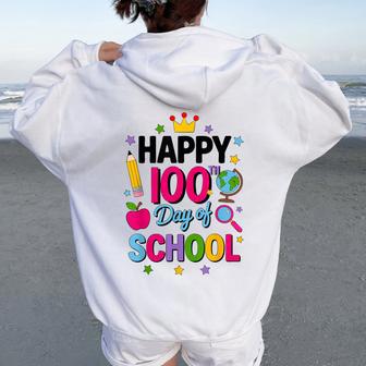 Happy 100Th Day Of School 100 Days Smarter Teacher Boy Girls Women Oversized Hoodie Back Print - Thegiftio UK