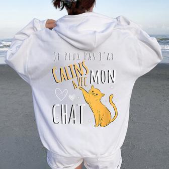 Humour Chat Drole Chaton Sweat à capuche oversize pour femme avec imprimé dans le dos - Cadeauxyz