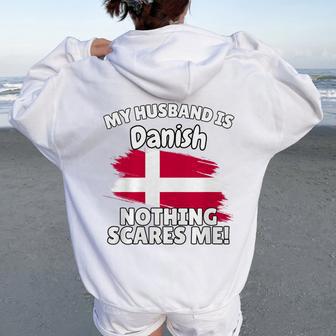 My Husband Is Danish Denmark Flag For Wife Tri-Blend Women Oversized Hoodie Back Print - Thegiftio UK