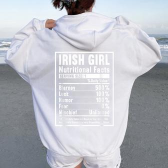 Irish Girl Nutrition Facts Women Oversized Hoodie Back Print - Thegiftio