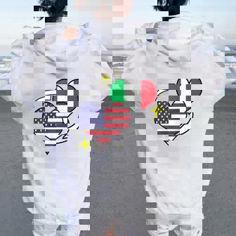 Italian American Flag Heart Italian Women Women Oversized Hoodie Back Print - Thegiftio