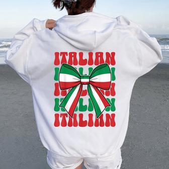 Italian Girl Coquette Bow Italy Flag Cute Italia Italian Women Oversized Hoodie Back Print - Thegiftio UK