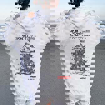 Japanese Retro Graphic Gothic Raven And Fungi Mushroom Women Oversized Hoodie Back Print | Mazezy