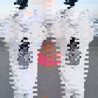 Just A Girl Who Loves Books Cute Black African American Afro Women Oversized Hoodie Back Print - Thegiftio