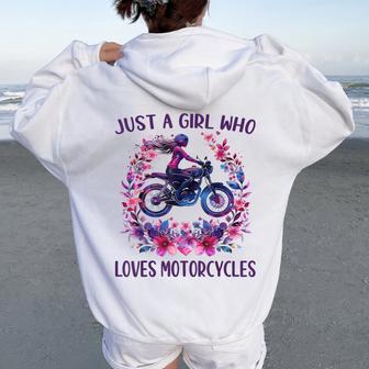 Just A Girl Who Loves Motorcycles Cute Rider Motorcycles Women Oversized Hoodie Back Print - Thegiftio UK