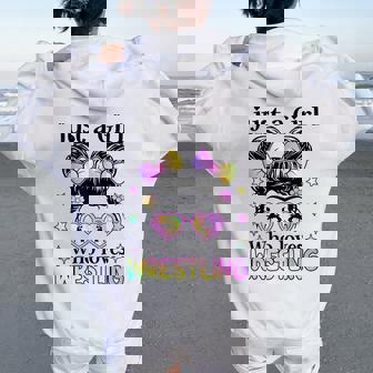 Just A Girl Who Loves Wrestling Wrestler Wrestle Women Oversized Hoodie Back Print | Seseable FR