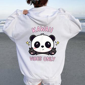 Kawaii Pandaibes Es El Único Oso Panda Lindo Y Adorable Women Oversized Hoodie Back Print - Regaloses