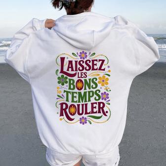 Laissez Les Bon Temps Rouler Mardi Gras Hommes S Fleur Sweat à capuche oversize pour femme avec imprimé dans le dos - Cadeauxyz