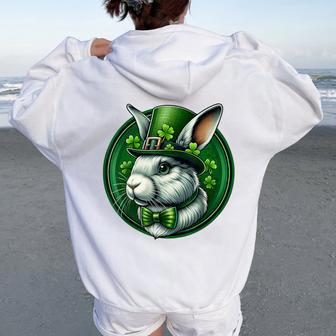 Lapin Léprechaun Amusant Pour Laaint-Patrick Pour Enfants Hommes Et S Sweat à capuche oversize pour femme avec imprimé dans le dos - Cadeauxyz