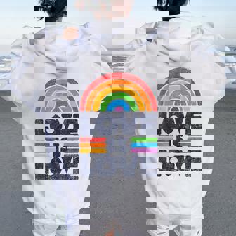Lgbtq Love Is Love Gay Pride Lgbt Ally Rainbow Flagintage レディース オーバーサイズ パーカー バックプリント - Kawaiitshirt