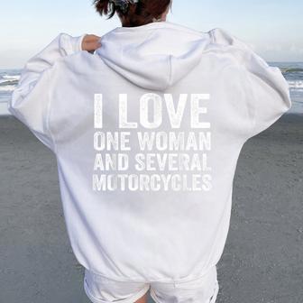 I Love One Woman And Several Motorcycles Biker Vintage Women Oversized Hoodie Back Print - Thegiftio UK