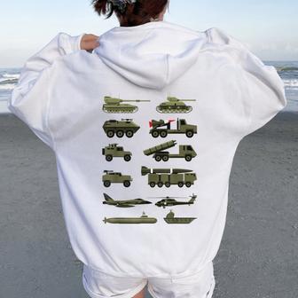 Military Vehicles Military Boy And Girl Tank Lover Women Oversized Hoodie Back Print - Thegiftio UK
