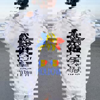 Moldoviano Moldova Mesys Panino Ragazza Patriottica Moldava Bandiera Felpa con cappuccio oversize da donna con stampa posteriore - Novitaregali