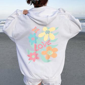 Motif Fleurs Bohème Pour Filles Dos Sweat à capuche oversize pour femme avec imprimé dans le dos - Cadeauxyz