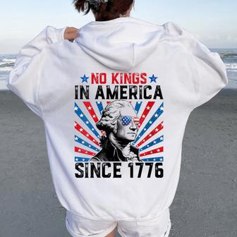 No Kings In America Since 1776 Distressed Usa Flag Vintage Women Oversized Hoodie Back Print - Thegiftio UK