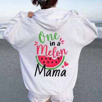 One In A Melon Mama 1St Birthday Party Family Matching Women Oversized Hoodie Back Print - Thegiftio UK