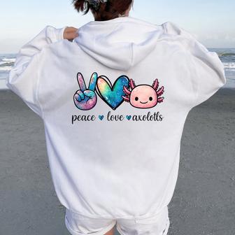 Peace Love Axolotls Cute And Colorful Galaxy Axolotl Women Women Oversized Hoodie Back Print - Thegiftio UK