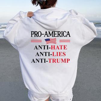 Pro America Anti Trump Hate Lies Resist Sign Anti Trump Flag Women Oversized Hoodie Back Print - Thegiftio UK