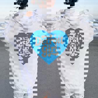 Retro Detroit Girls Heart Cute Detroit Girl Women Oversized Hoodie Back Print | Seseable CA