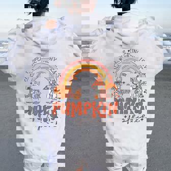 Retro Fall Pumpkin Please Rainbow Autumn Aesthetic Women Oversized Hoodie Back Print | Mazezy