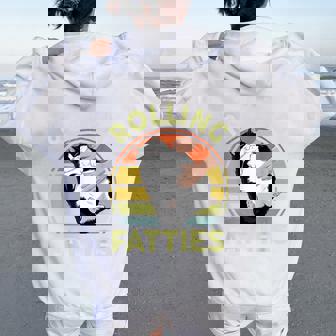 Rolling Fatties Tuxedo Cat Breed Mom Dad Kitten Retro Women Oversized Hoodie Back Print - Thegiftio